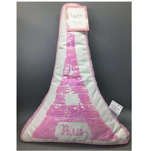 Nicole Miller Paris Eiffel Tower Sequin PILLOW Decorative Pink Girls 21" Decor